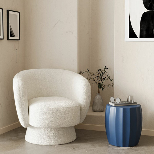 POTIRON PARIS - Table d'appoint ronde bleu  - Promo Table Basse Design