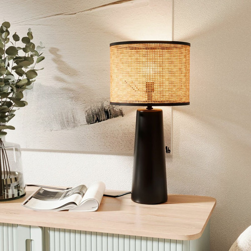 POTIRON PARIS - Lampe à poser en céramique noire  - Promo Lampes et luminaires Design