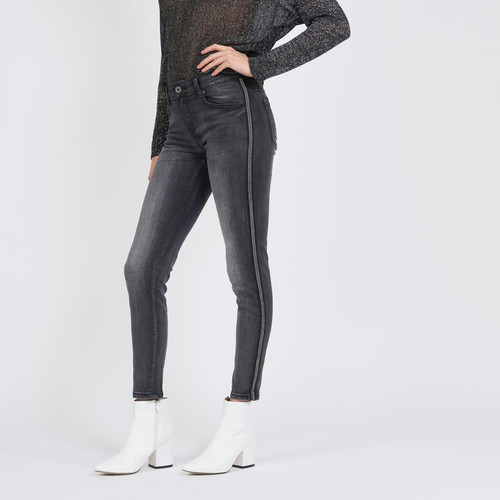 3S. x Le Vestiaire - Jean slim gris foncé avec bandes fantaisie - Jeans gris