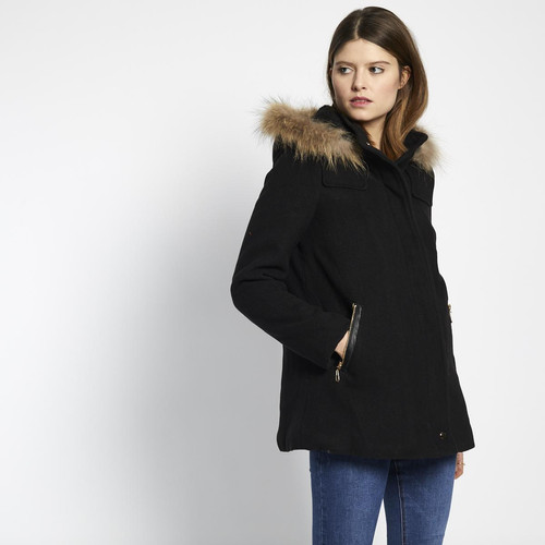 3S. x Le Vestiaire - Manteau à capuche noir - Manteaux femme noir