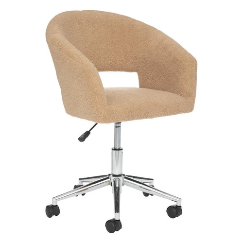 3S. x Home - Chaise de bureau "Gaya", bouclette, beige - Dressing Et Rangement Design