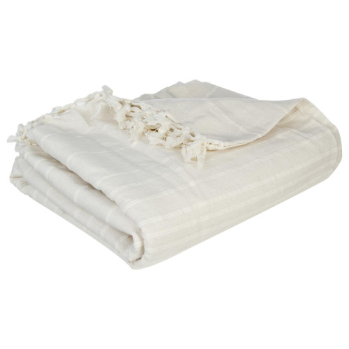 3S. x Home - Jeté de lit ivoire 230x250 - Couvre lits jetes de lit blanc