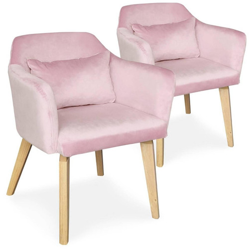 Lot de 2 fauteuils scandinaves Gybson Velours Rose Rose 3S. x Home Meuble & Déco