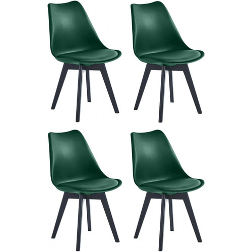 3S. x Home - Lot de 4 chaises scandinaves Pieds en bois Vert - Chaise Et Tabouret Et Banc Design