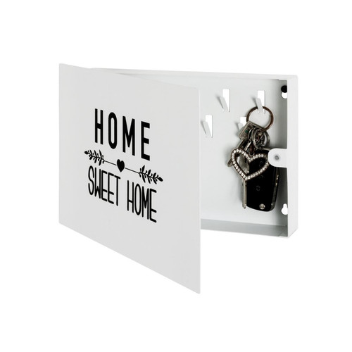 Boîte à clés à motif "Home Sweet Home" avec 9 crochets en Métal laqué Blanc Blanc 3S. x Home Meuble & Déco