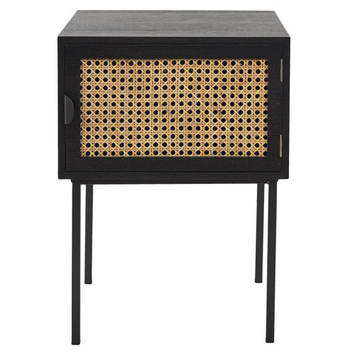 3S. x Home - Table de Chevet CANNAGE 1 Porte Noir - Table De Chevet Design