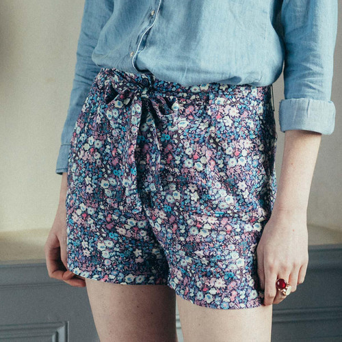 Short à plis Alex Réédition bleu en viscose 3S. x Réédition Mode femme