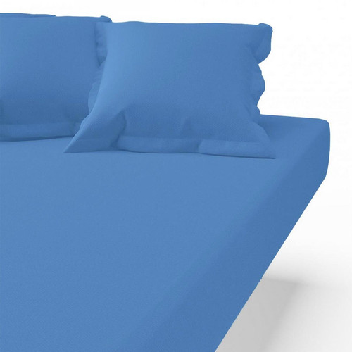 3S. x Tertio (Nos Unis) - Drap-housse coton TERTIO® - Bleu Azur - Drap housse 160 x 200 cm