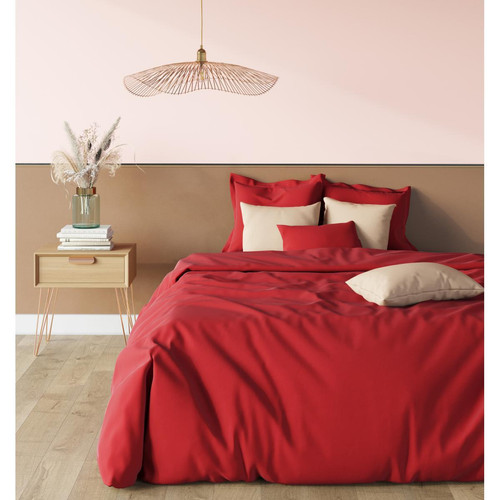 3S. x Tertio (Nos Unis) - Housse de couette coton TERTIO® - Rouge Carmin - Linge de lit rouge
