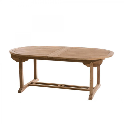 Macabane - Table ovale double extension 10/12 personnes en teck massif - Macabane meubles & déco