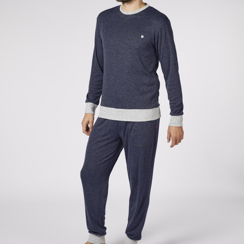 Pyjama Long homme en Coton - Bleu Chiné et Gris Clair - Dodo Homewear Dodo Homewear LES ESSENTIELS HOMME
