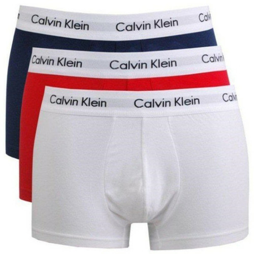PACK 3 BOXERS COTON STRETCH - Ceinture Logotée Bleu / blanc / rouge Calvin Klein Underwear LES ESSENTIELS HOMME