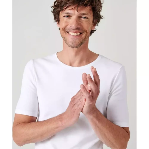 Tee-shirt manches courtes en mailles blanc Damart
