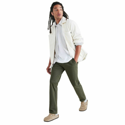 Dockers - Pantalon chino slim Motion vert olive en coton - La Mode Homme Dockers