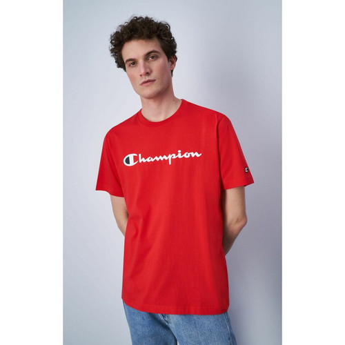 Champion - Tee-shirt rouge manches courtes col rond pour homme  - Champion