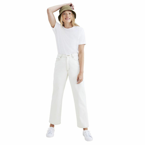 Dockers - Jean droit taille haute blanc en coton - Mode femme Dockers