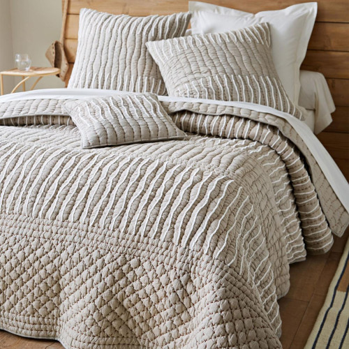 Becquet - Boutis en Coton  - Couvre lits jetes de lit gris