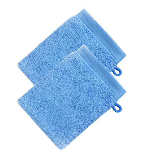 Becquet - Lot de 2 Gants Eponge COTON BIO Bleu - Gant de toilette