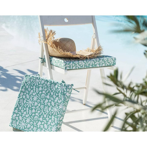 Becquet - Galette de chaise spécial extérieur MELBOURNE verte céladon en polyester - Décoration et accessoires Becquet