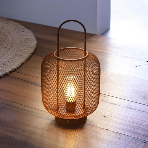 Becquet - Lanterne Orange rouille - Lampe Design à poser