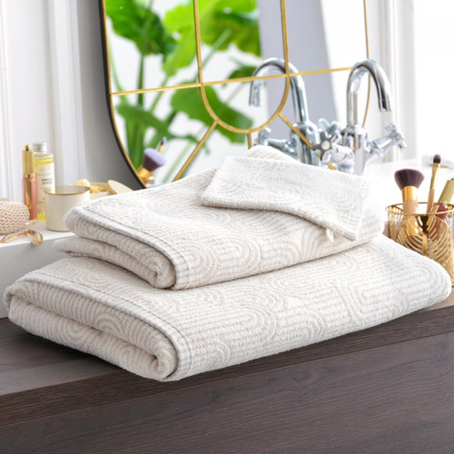 Becquet - Serviette de toilette beige CURVES en coton - Serviette, drap de bain