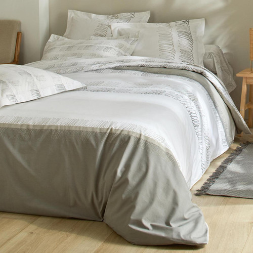 Becquet - Taie d'oreiller réversible FRIZZ blanc en coton - Linge de lit Becquet