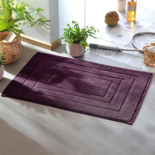 Becquet - Tapis de bain ATLANTIQUE en coton violet aubergine - Tapis De Bain Design