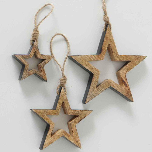 Boltze - Lot de 3 Étoiles à Accrocher Paimio En Manguier - Sélection cadeau de Noël