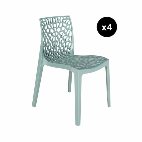 3S. x Home - Lot De 4 Chaises Design Vert Sauge GRUYER - Chaise Et Tabouret Et Banc Design