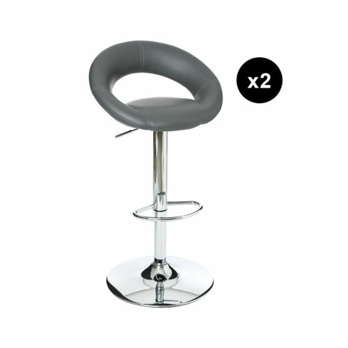 3S. x Home - Lot de 2 tabourets de bar gris "Sasha" - Chaise Et Tabouret Et Banc Design