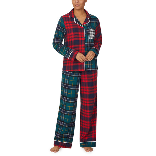 Pyjama avec un pantalon et haut manches longues bleu canard en coton DKNY Mode femme