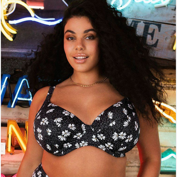 Haut de bikini plongeant - Noir imprimé Elomi bain Mode femme