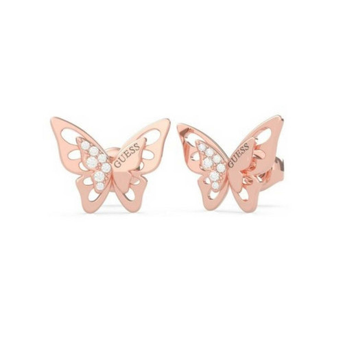 Boucles d'Oreilles acier doré rose papillon FLY AWAY - Guess Bijoux  Doré rose Guess Bijoux Mode femme