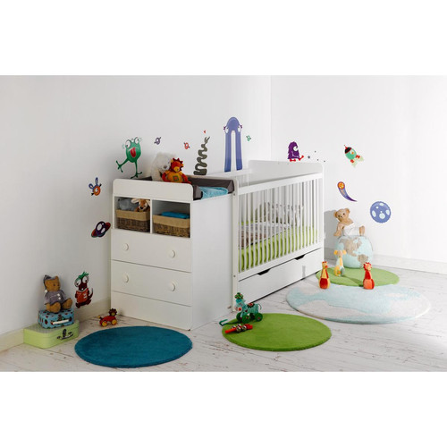 3S. x Home - Lit Combiné Bébé Enfant Blanc avec Tiroir MALTE - Chambre Enfant Design