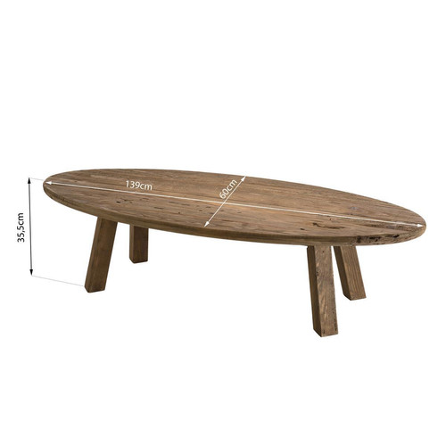 Table Basse Ovale ANDRIAN Bois Pin Recyclé MACABANE