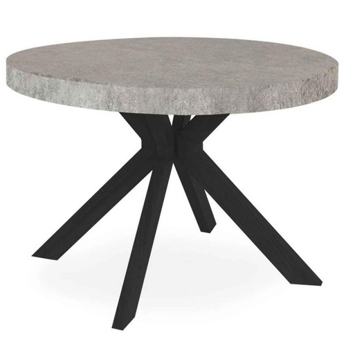 3S. x Home - Table Ronde Extensible NERO Noir Et Effet Béton - Table Design