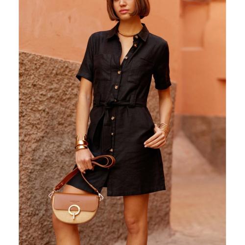 Robe chemise courte RILA noir en lin La Petite Etoile Mode femme