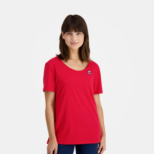 T-shirt Femme manches courtes ESS N°1 W rouge camuset en coton Le coq sportif Mode femme