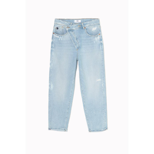 Jeans boyfit cosy, 7/8ème bleu en coton Elle Le Temps des Cerises Mode femme