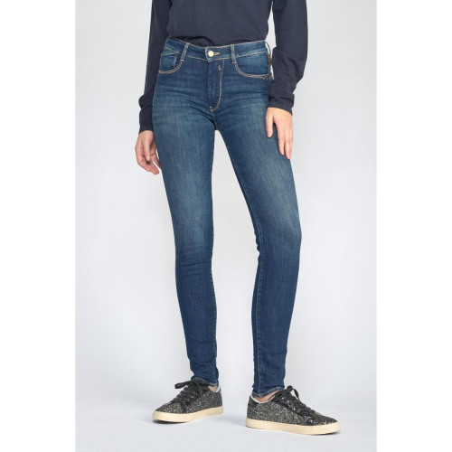 Le Temps des Cerises - Jeans push-up slim taille haute PULP, longueur 34 bleu en coton Hazel - Promo Jean