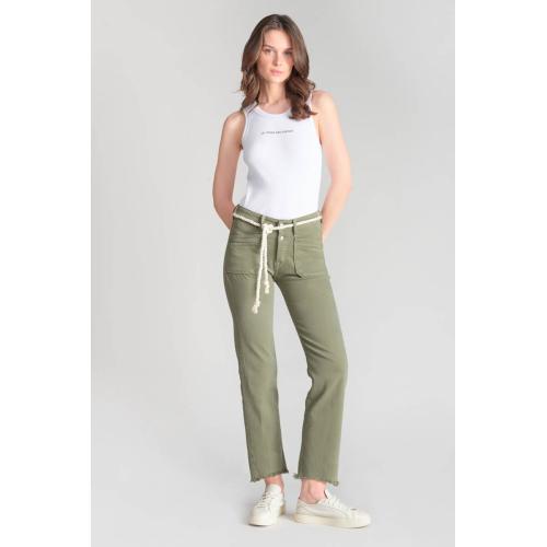 Jeans regular, droit pricilia, 7/8ème vert en coton Le Temps des Cerises Mode femme