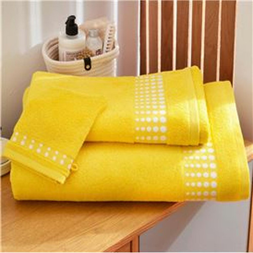 Lot de 2 gants de toilette jaune en coton POISMINI  Jaune Becquet Linge de maison