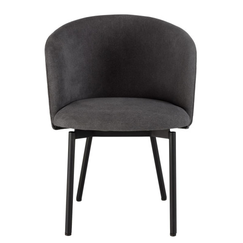Macabane - Chaise en velours gris anthracite pieds métal noir ALMA - Promos Chaises Et Tabourets Et Bancs Design