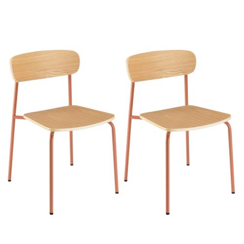 Macabane - Lot de 2 chaises « écolier » Terracotta  - Chaise Et Tabouret Et Banc Design