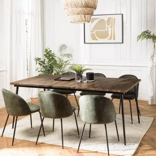 Macabane - Table à manger rectangulaire en bois mahogany KIARA  - Table Salle A Manger Design