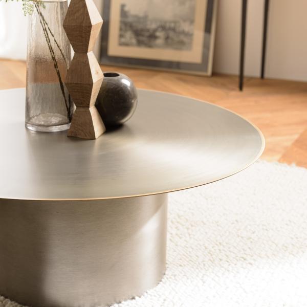 Table basse ronde en Fer Noir et bordure Dorée JAMES D80 cm Table basse
