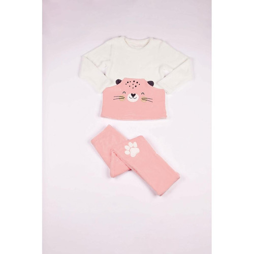 Pyjama Long fille - Blanc et Rose - Petit Tigre Mon P'tit Dodo LES ESSENTIELS ENFANTS
