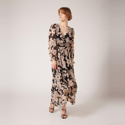 Naf Naf - Robe longue imprimée cache-coeur - Promo Mode femme