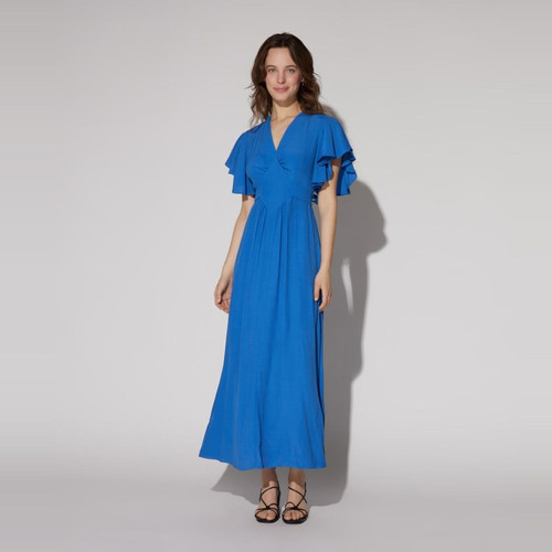 Robe longue unie bleu en viscose Naf Naf Mode femme