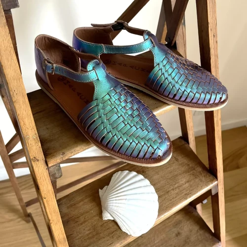 Mapache - Sandales tressées PEONIA bleu mermaid - Les chaussures femme